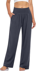 UEU Women's Wide Leg Lounge Pants High Waisted Casual Pants with Pockets
