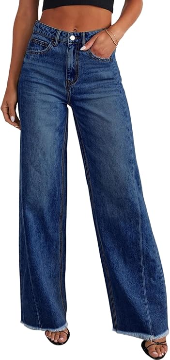 Sidefeel Women's Wide Leg Jeans High Waisted Stretchy Denim Pants