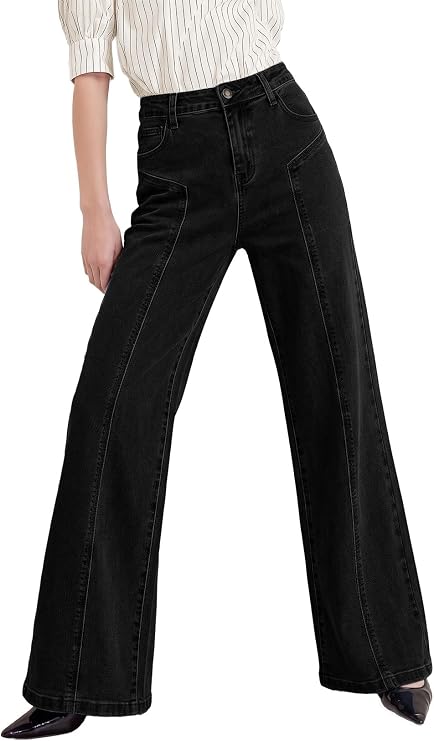 Sidefeel Womens High Waisted Jeans Straight Leg Denim Pants