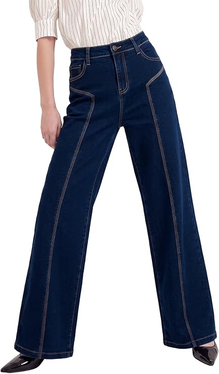 Sidefeel Womens High Waisted Jeans Straight Leg Denim Pants