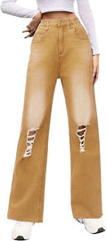 Women Loose Ripped Boyfriends Jeans High Waist Baggy Denim Pants Distressed Wide Leg Jeans Y2K