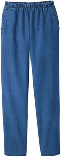 EOM Womans Pull On Side Pockets Full Elastic Waist Jeans