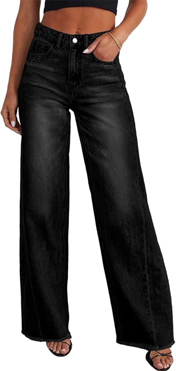 Sidefeel Women's Wide Leg Jeans High Waisted Stretchy Denim Pants
