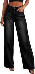 Sidefeel Women's Wide Leg Jeans High Waisted Stretchy Denim Pants