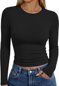 Trendy Queen Womens Long Sleeve T Shirts Fall Fashion Basic Y2K Tops 2026 | Buttery-Soft, Super Stretchy, Fitted Cute Tops, Going Out Basic Tees, Compression Underscrubs Shirts