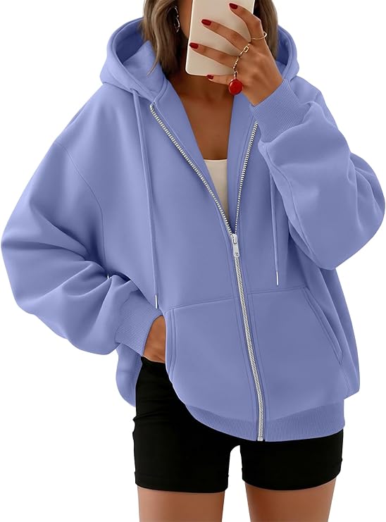Trendy Queen Womens Oversized Zip Up Hoodies Y2K Fall Sweatshirts 2026