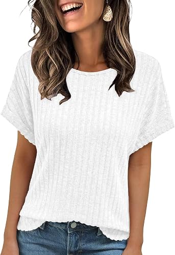 AUTOMET Womens Short Sleeve Tops Fall Shirts 2026 Lightweight Sweater | Dressy Casual Blouse, Fashion Summer Clothing, Cute Spring Outfits, Business Work Tunic, Trend Boho
