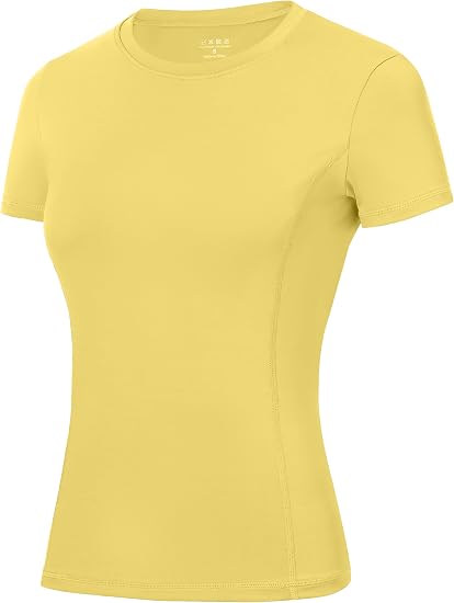 Roadbox Women's Compression Shirt, Slim Fit Short Sleeve Athletic Top
