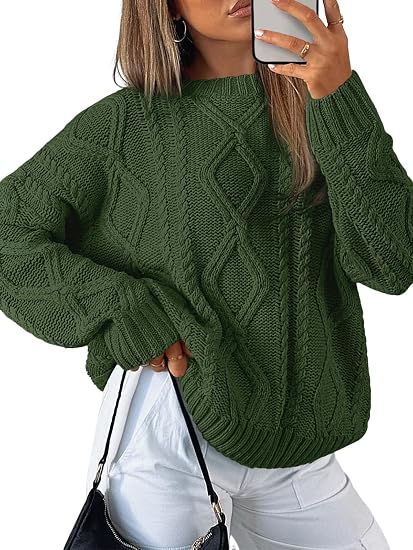 Trendy Queen Women's Oversized Cable Knit Sweaters 2026 Fall Outfits