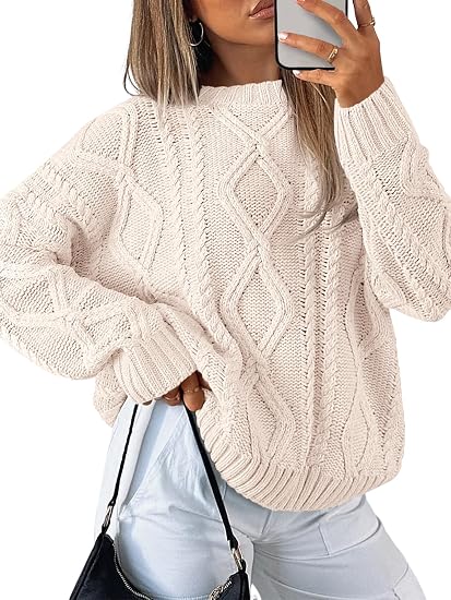 Trendy Queen Women's Oversized Cable Knit Sweaters 2026 Fall Outfits