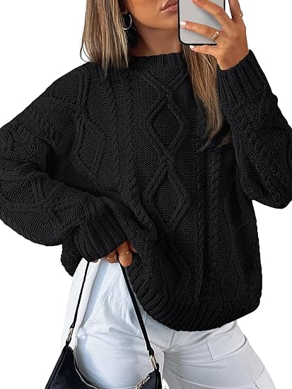 Trendy Queen Women's Oversized Cable Knit Sweaters 2026 Fall Outfits