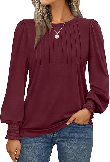 AUTOMET Womens Long Sleeve Shirts Fall Blouses Tops Business Casual Outfits