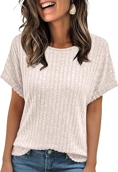 AUTOMET Womens Short Sleeve Tops Fall Shirts 2026 Lightweight Sweater | Dressy Casual Blouse, Fashion Summer Clothing, Cute Spring Outfits, Business Work Tunic, Trend Boho