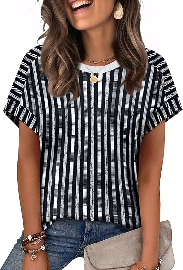 WIHOLL Womens Tops Short Sleeve Shirts Summer Outfits 2026 Spring Dressy Casual Clothes Clothing