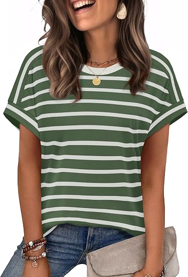 WIHOLL Womens Tops Short Sleeve Shirts Summer Outfits 2026 Spring Dressy Casual Clothes Clothing