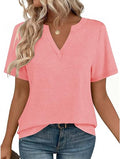 Zeagoo Womens Tops Short Sleeve V Neck Tee Shirts Cute Dressy Casual | Basic Clothing, Business Work Blouse, Loose Fit Tunic Fashion
