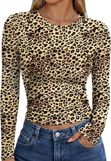 Trendy Queen Womens Long Sleeve T Shirts Fall Fashion Basic Y2K Tops 2026 | Buttery-Soft, Super Stretchy, Fitted Cute Tops, Going Out Basic Tees, Compression Underscrubs Shirts