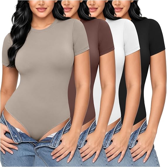 Dalavch 4 Pack Women's Workout Shirts Compression Short Sleeve