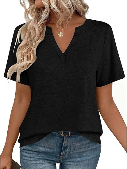 Zeagoo Womens Tops Short Sleeve V Neck Tee Shirts Cute Dressy Casual | Basic Clothing, Business Work Blouse, Loose Fit Tunic Fashion